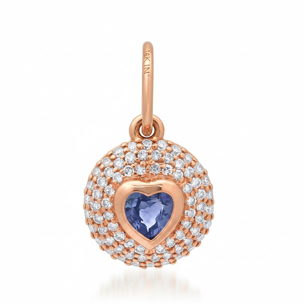 Diamond & Gemstone Bubble Bezel Heart Charm