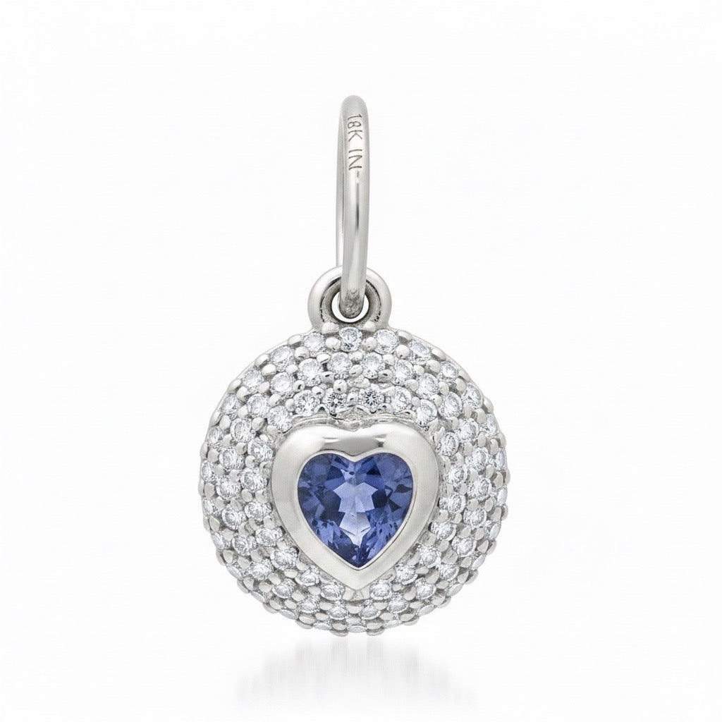 Diamond & Gemstone Bubble Bezel Heart Charm