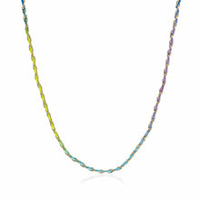 Woven Rainbow Silk Long Links Chain Necklace