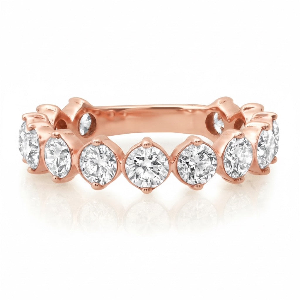 Bezel Set & Two Prong Diamond 3/4 Eternity Band Ring
