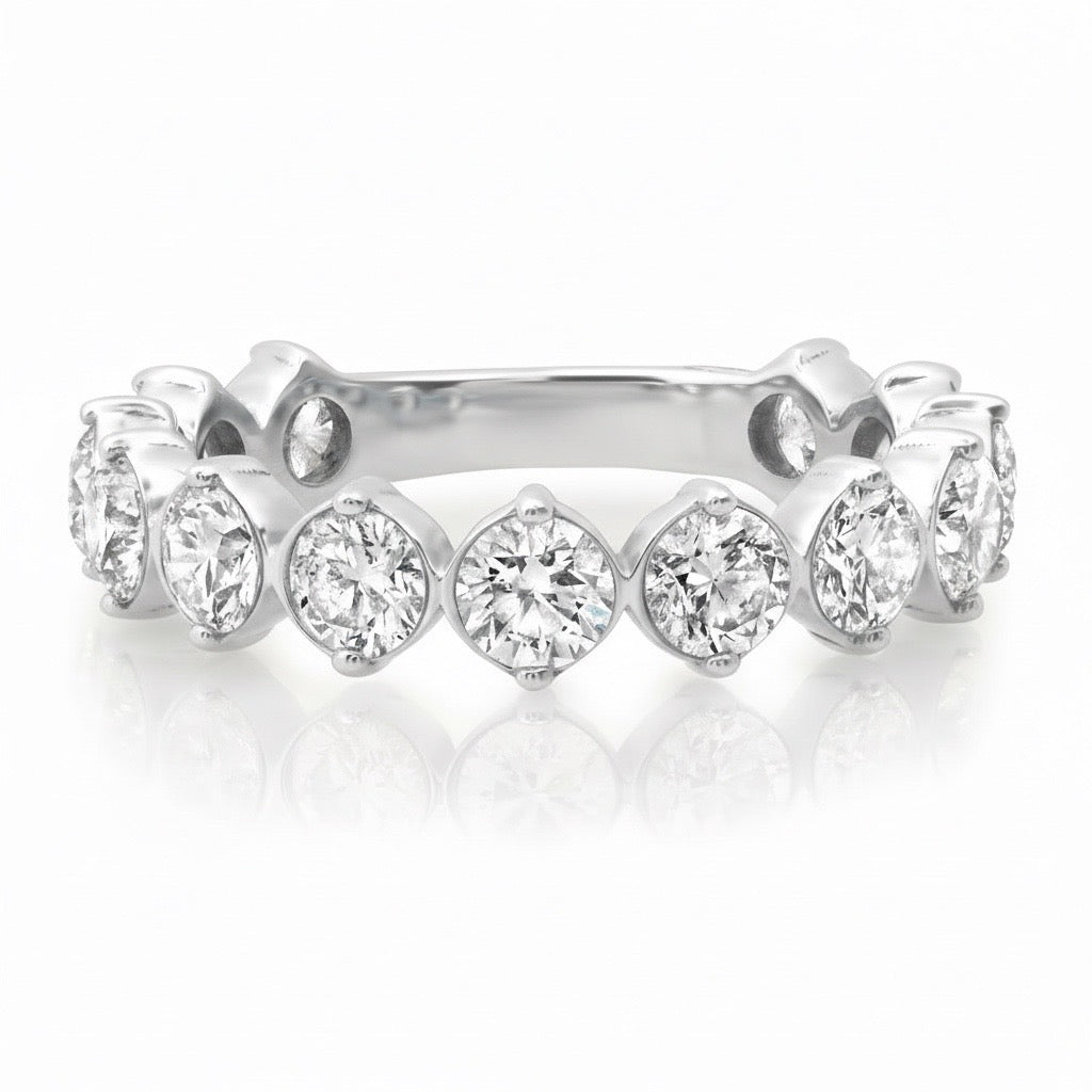 Bezel Set & Two Prong Diamond 3/4 Eternity Band Ring