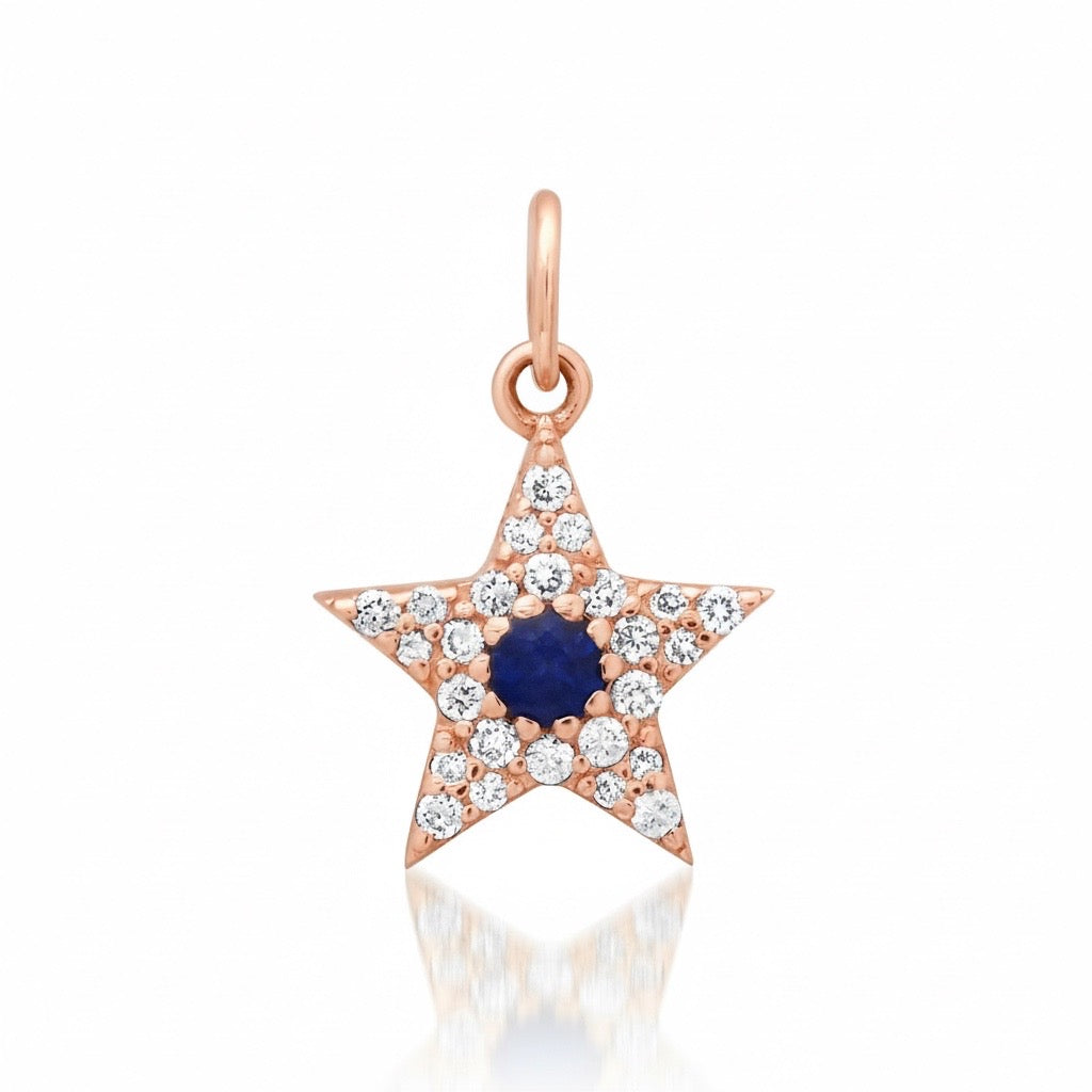 Small Diamond & Gemstone Star Charm