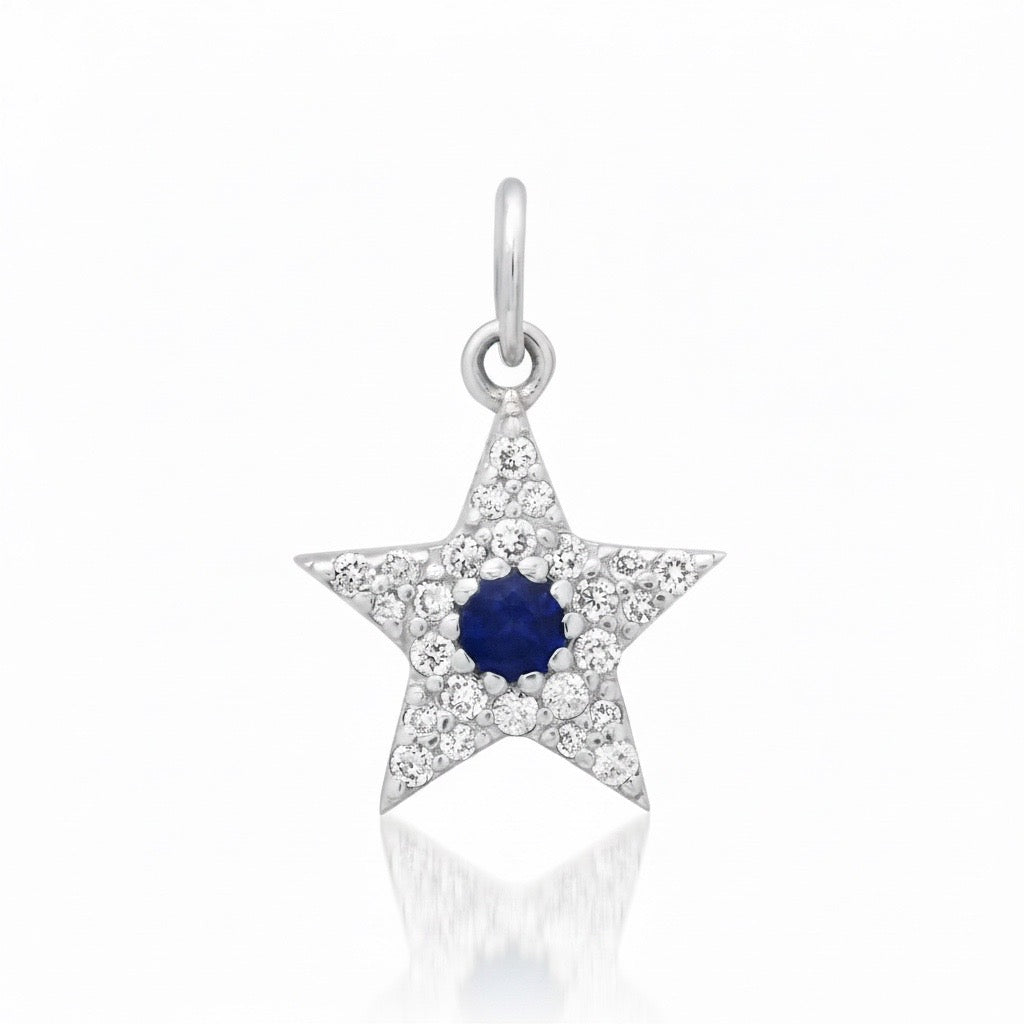 Small Diamond & Gemstone Star Charm