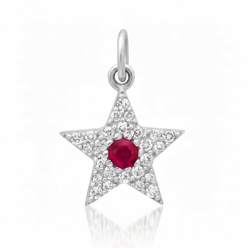 Small Diamond & Gemstone Star Charm