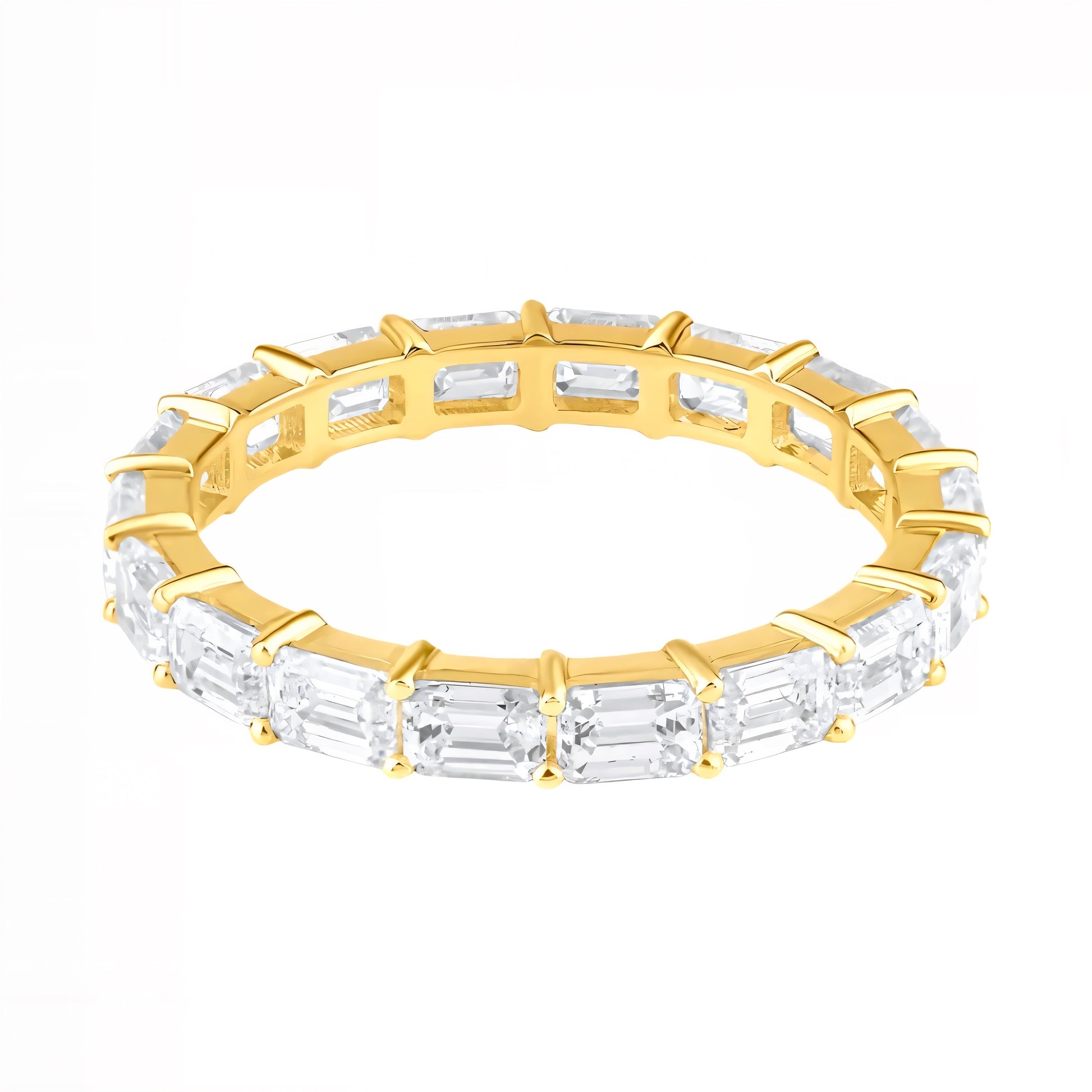 Skinny Emerald Cut Diamond Eternity Stacking Band Ring