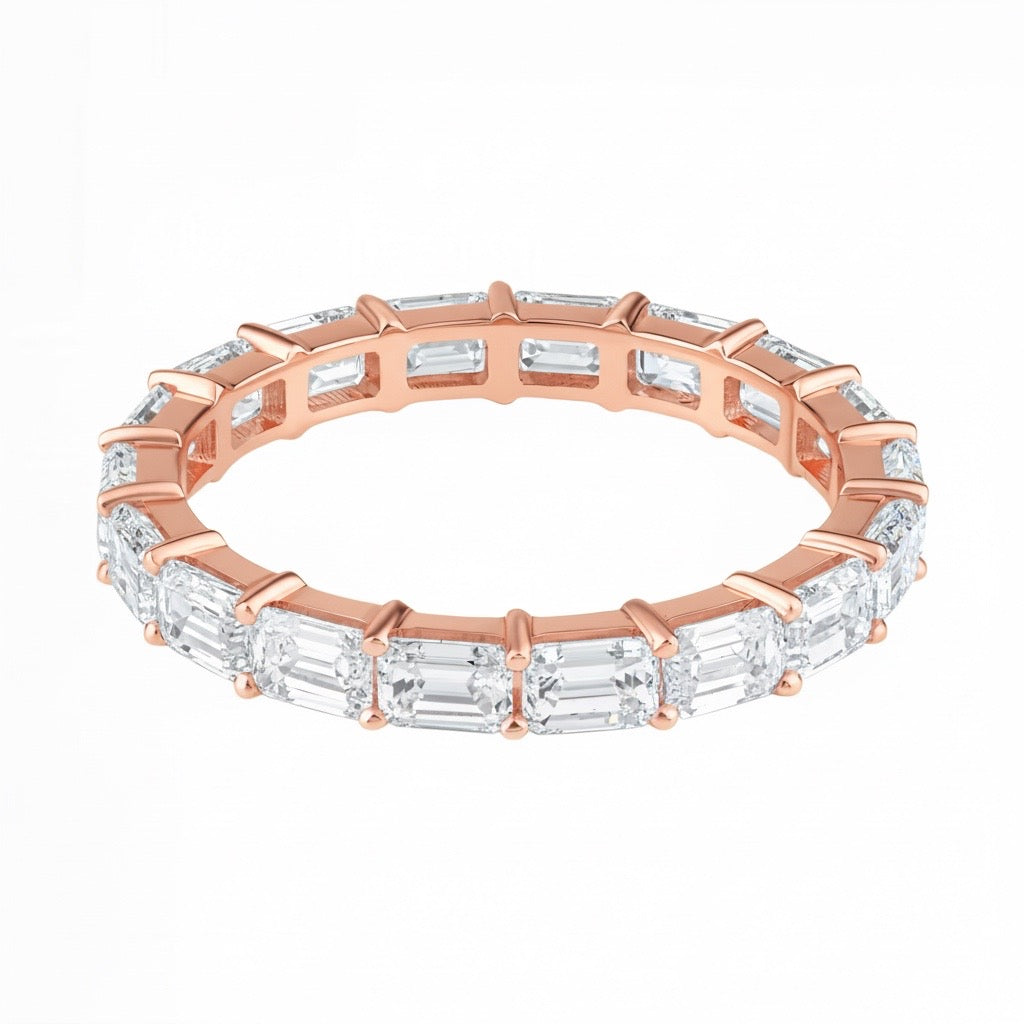 Skinny Emerald Cut Diamond Eternity Stacking Band Ring