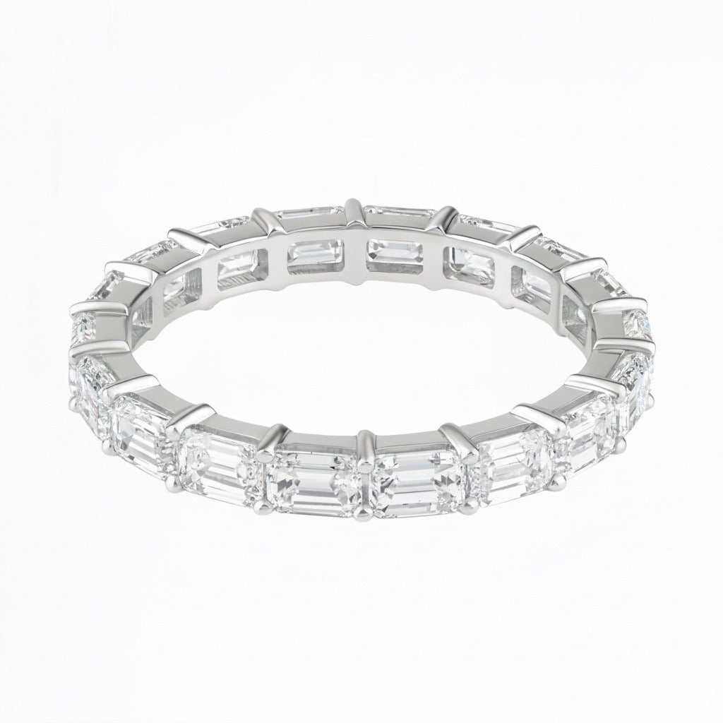 Skinny Emerald Cut Diamond Eternity Stacking Band Ring