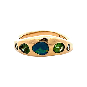 Multi Shape Opal & Blue Tourmaline Freeform Dome Ring