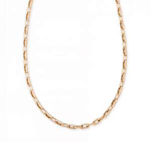 Long Pave Diamond Alternating Large Link Chain Necklace