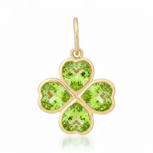 Bezel Set Citrine or Peridot Heart Clover Charm