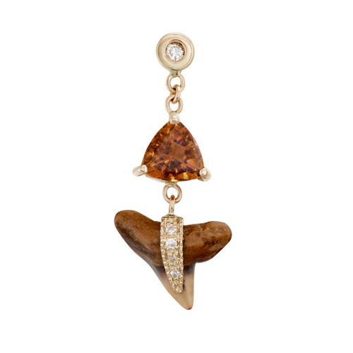 Diamond & Tourmaline  Shark Tooth Drop Stud Earring