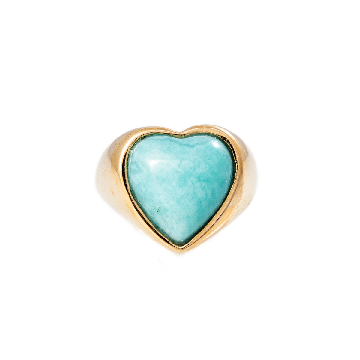 Turquoise or Amazonite Heart Satin Finish Signet Ring