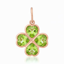 Bezel Set Citrine or Peridot Heart Clover Charm
