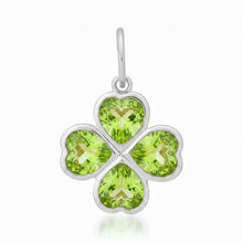 Bezel Set Citrine or Peridot Heart Clover Charm