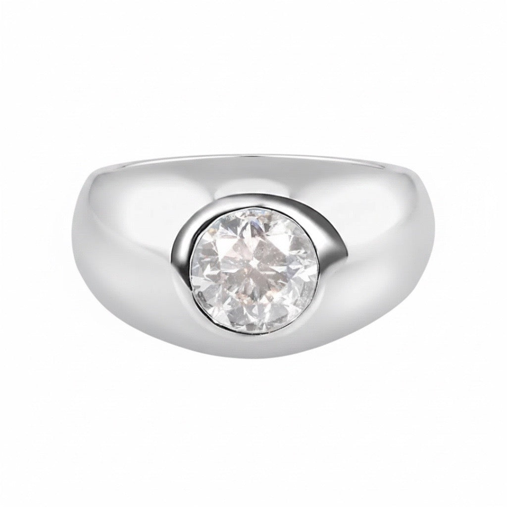 Round Diamond Pinky Dome Ring
