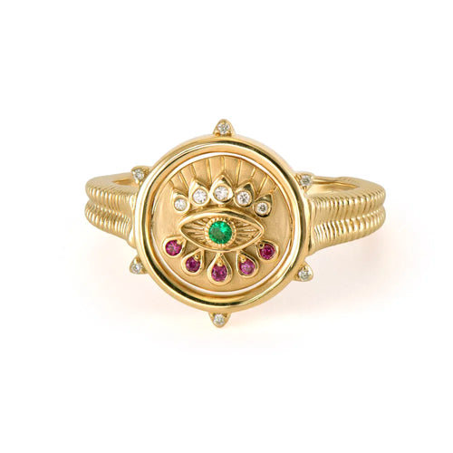 Hamsa & Evil Eye Double Sided Flip Ring