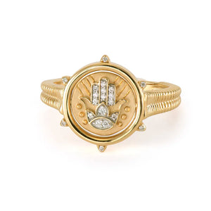 Hamsa & Evil Eye Double Sided Flip Ring