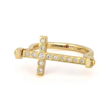 Double Sided Diamond & Emerald or Rainbow Baguette Cross Flip Ring