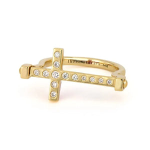 Double Sided Diamond & Emerald or Rainbow Baguette Cross Flip Ring
