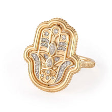 Large Rainbow & Diamond Hamsa Flip Ring