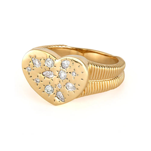 Wide Love Diamond Explosion Ring