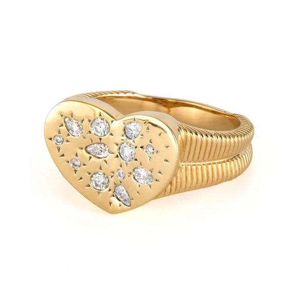 Wide Love Diamond Explosion Ring