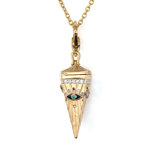 Four Sided Pendulum Evil Eye Locket Pendant