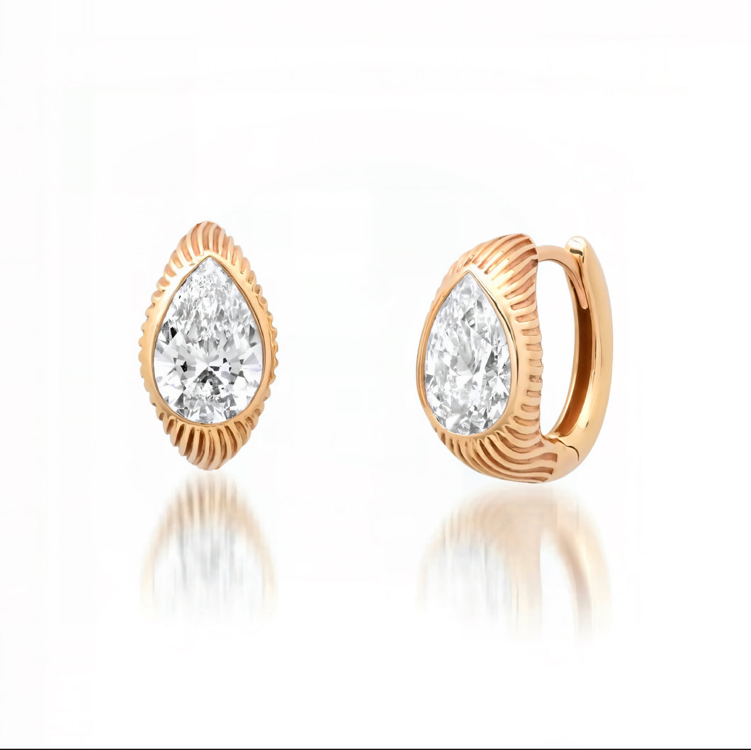 Ripple Diamond Pear Huggies