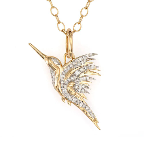 Large Double-Sided Spinel & Diamond Colibri Charm Pendant