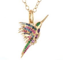 Large Double-Sided Spinel & Diamond Colibri Charm Pendant
