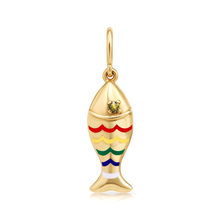 Enamel & Citrine Rainbow Fish Charm
