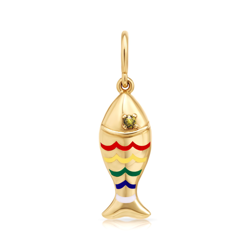 Enamel & Citrine Rainbow Fish Charm