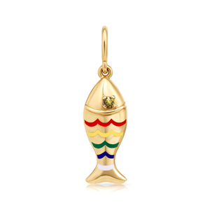 Enamel & Citrine Rainbow Fish Charm