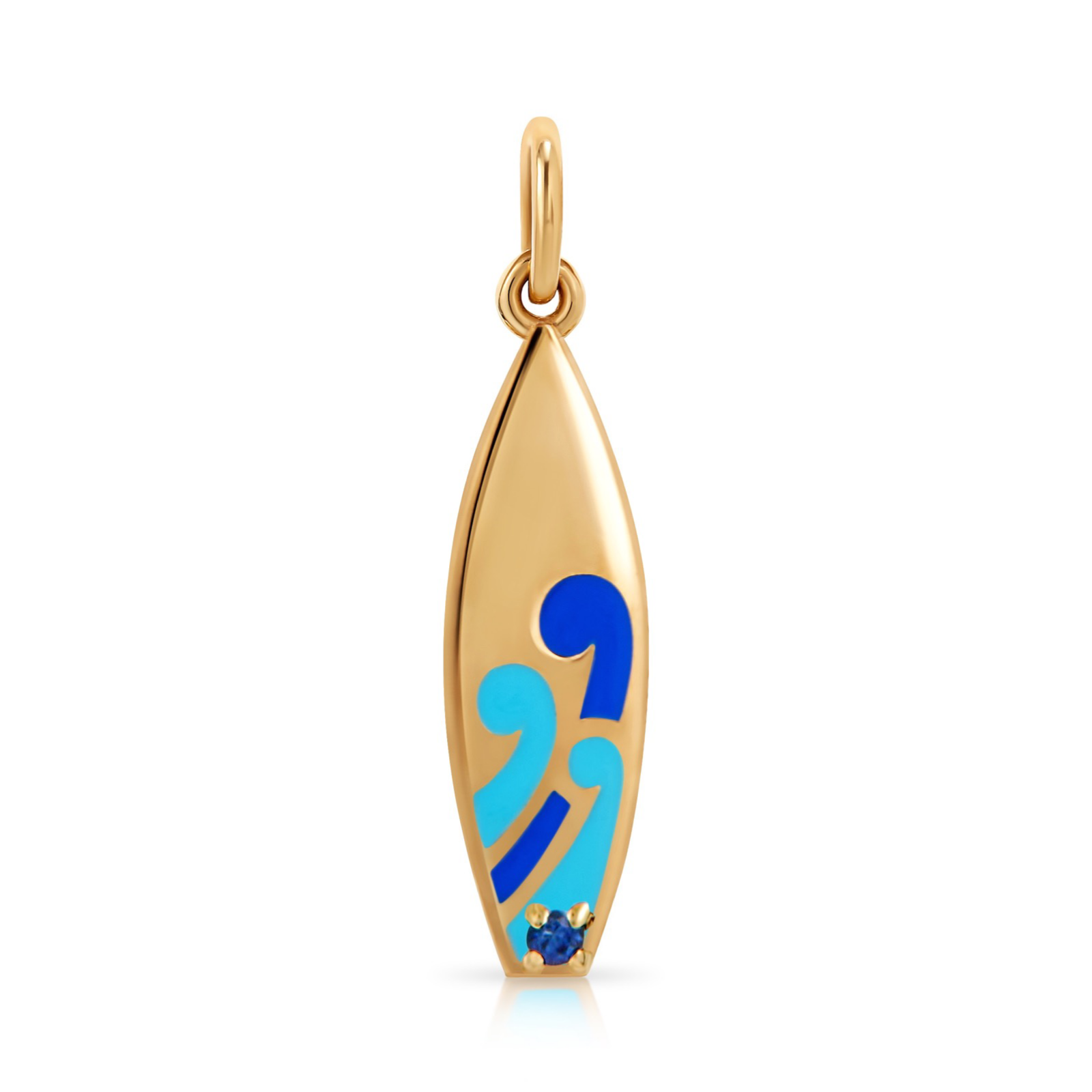 Enamel & Blue Sapphire Surfboard Charm