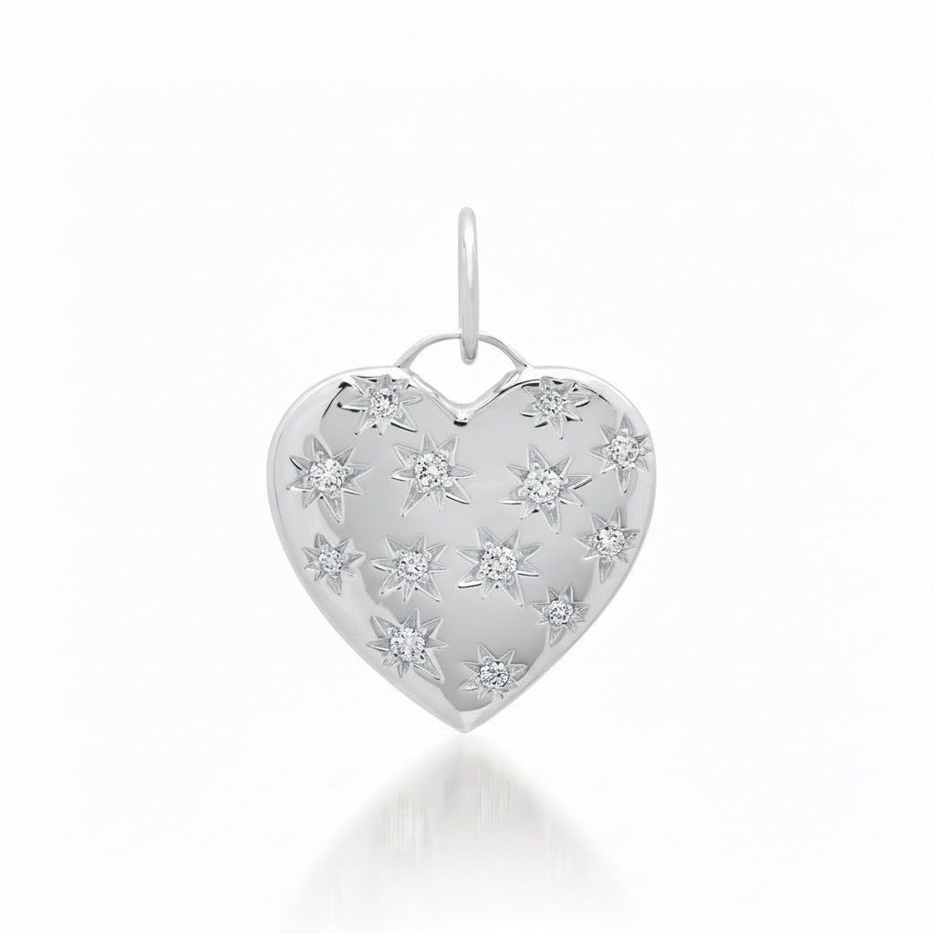 Darling Heart Charm with Diamond Stars