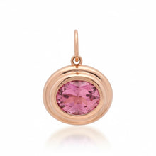 Oval Pink Tourmaline Charm with Fluted Gold Bezel