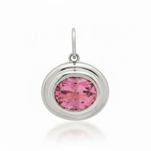 Oval Pink Tourmaline Charm with Fluted Gold Bezel
