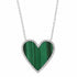 Malachite Heart Necklace with Diamond Frame