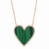 Malachite Heart Necklace with Diamond Frame