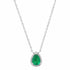 Pear Shape Green Emerald with Pave Diamond Frame Necklace