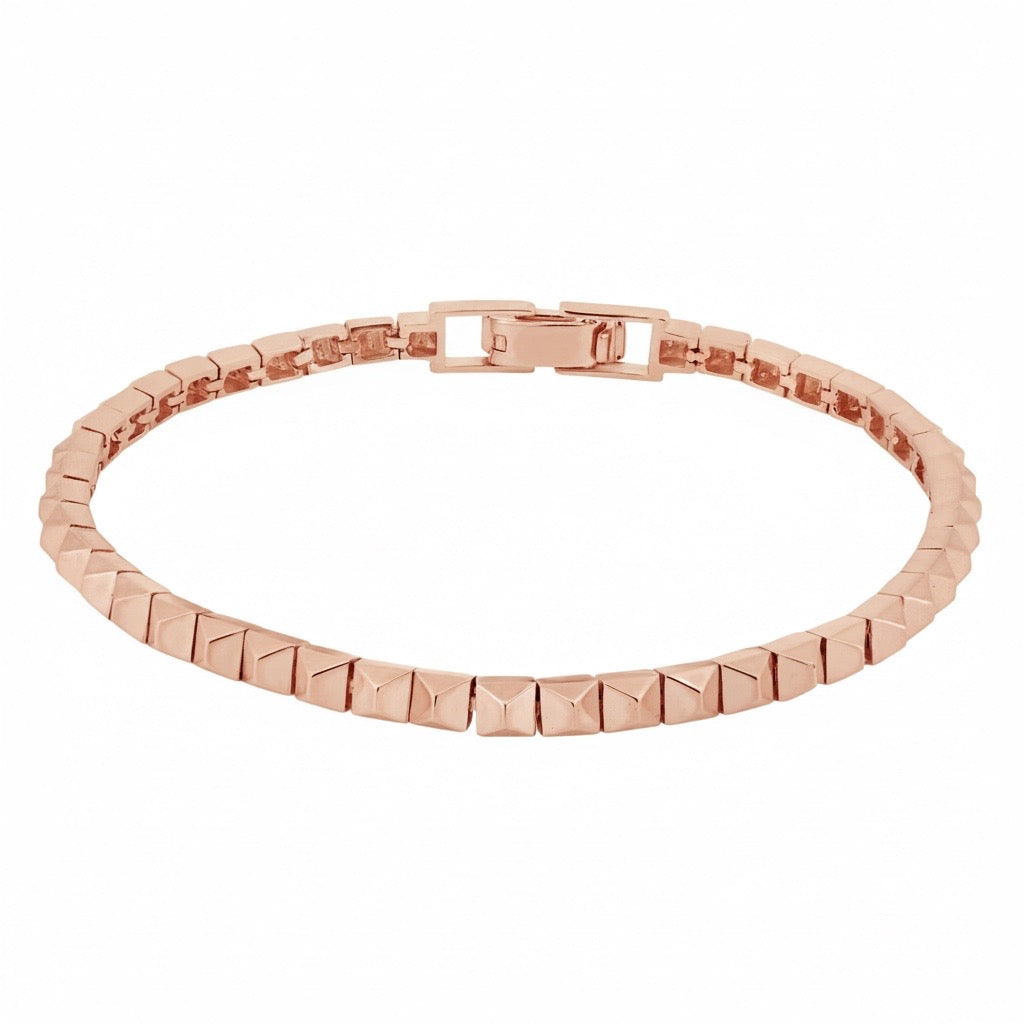 Polished Pyramids Gold Tennis Bracelet