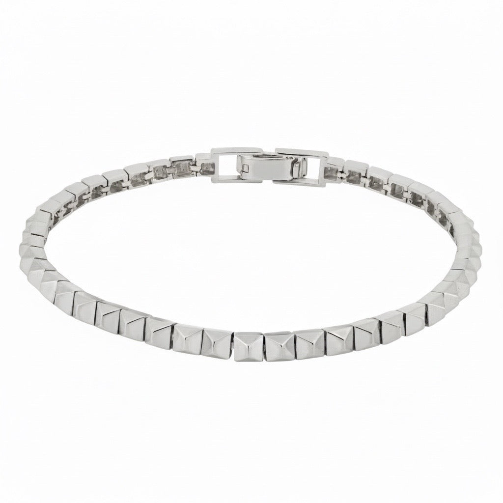 Polished Pyramids Gold Tennis Bracelet