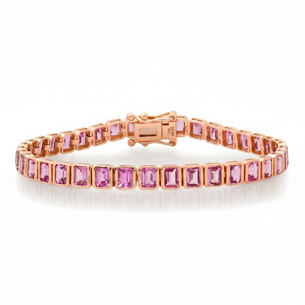 Endless Bezel Set Pink Sapphire Tennis Bracelet