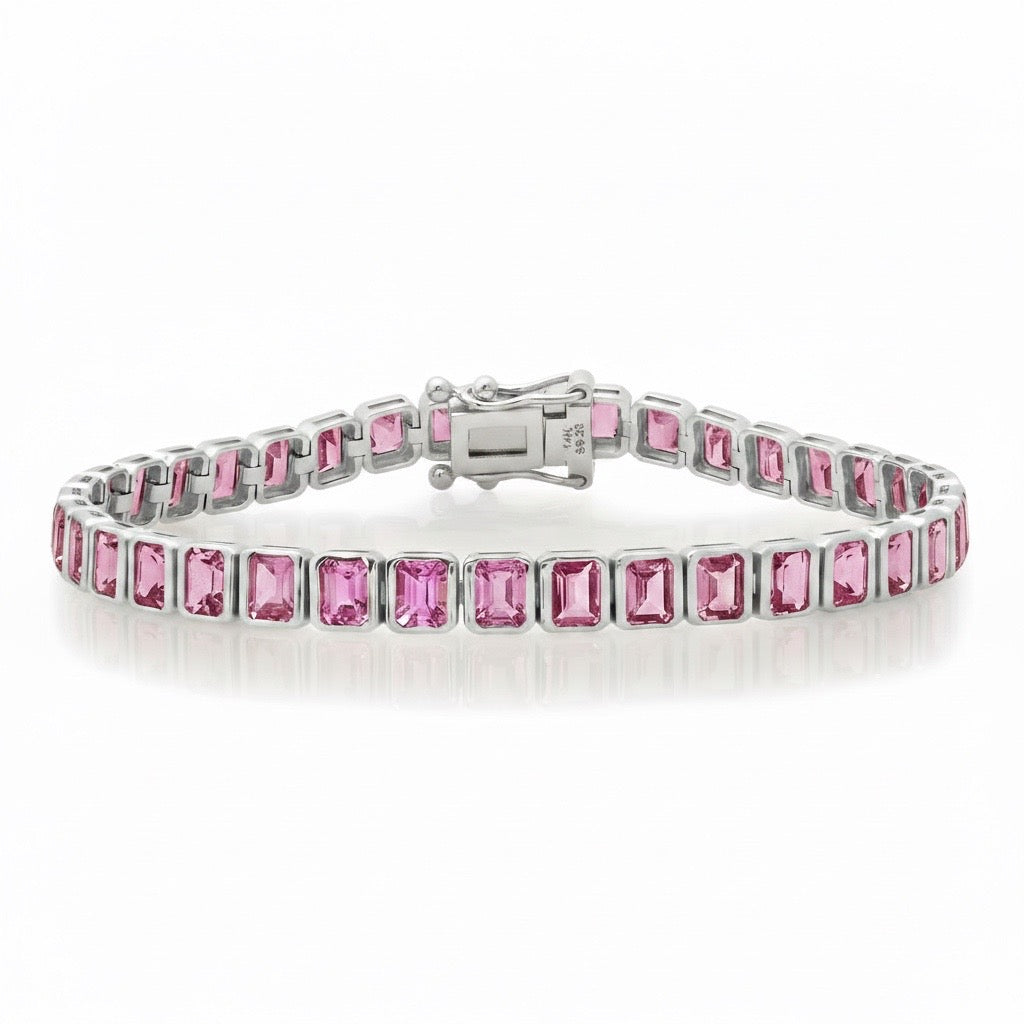Endless Bezel Set Pink Sapphire Tennis Bracelet