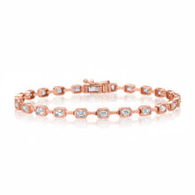 Segmented Bezel Set Emerald Cut Diamond Bracelet
