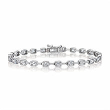 Segmented Bezel Set Emerald Cut Diamond Bracelet