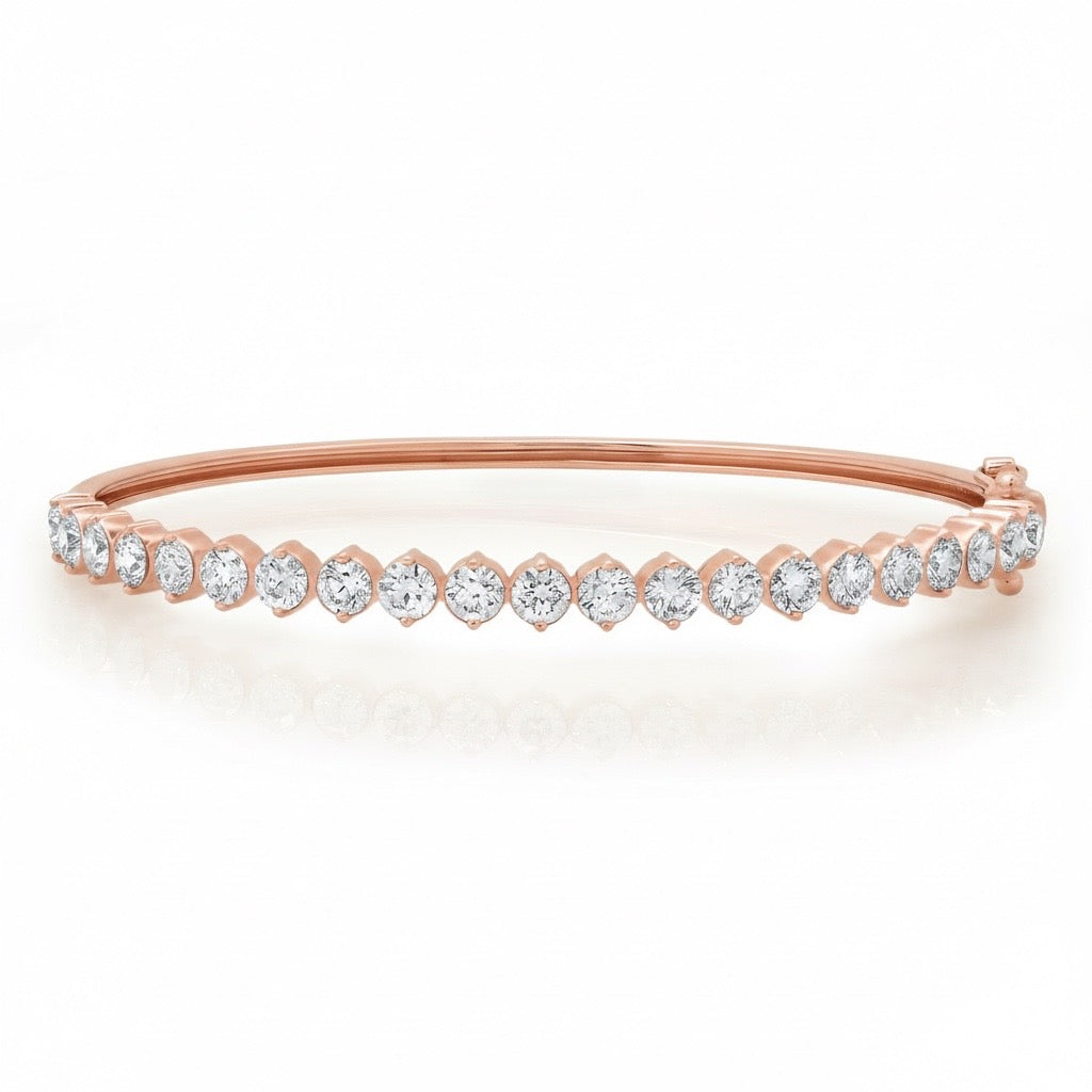Two-Prong Diamond Rounds Bangle Bracelet