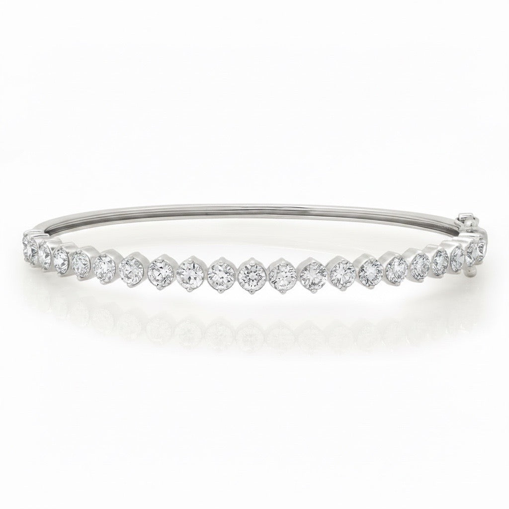 Two-Prong Diamond Rounds Bangle Bracelet