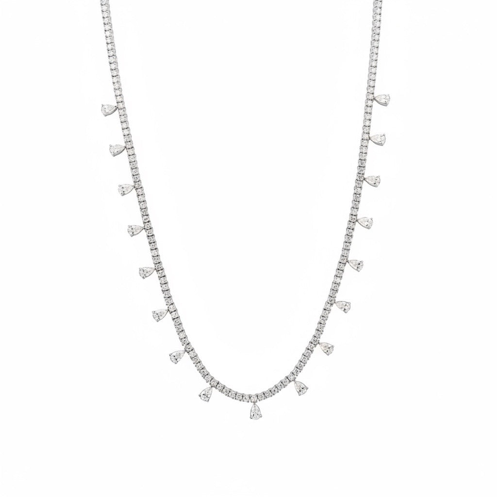 Diamond Tennis Necklace with Perfect Pear Accents