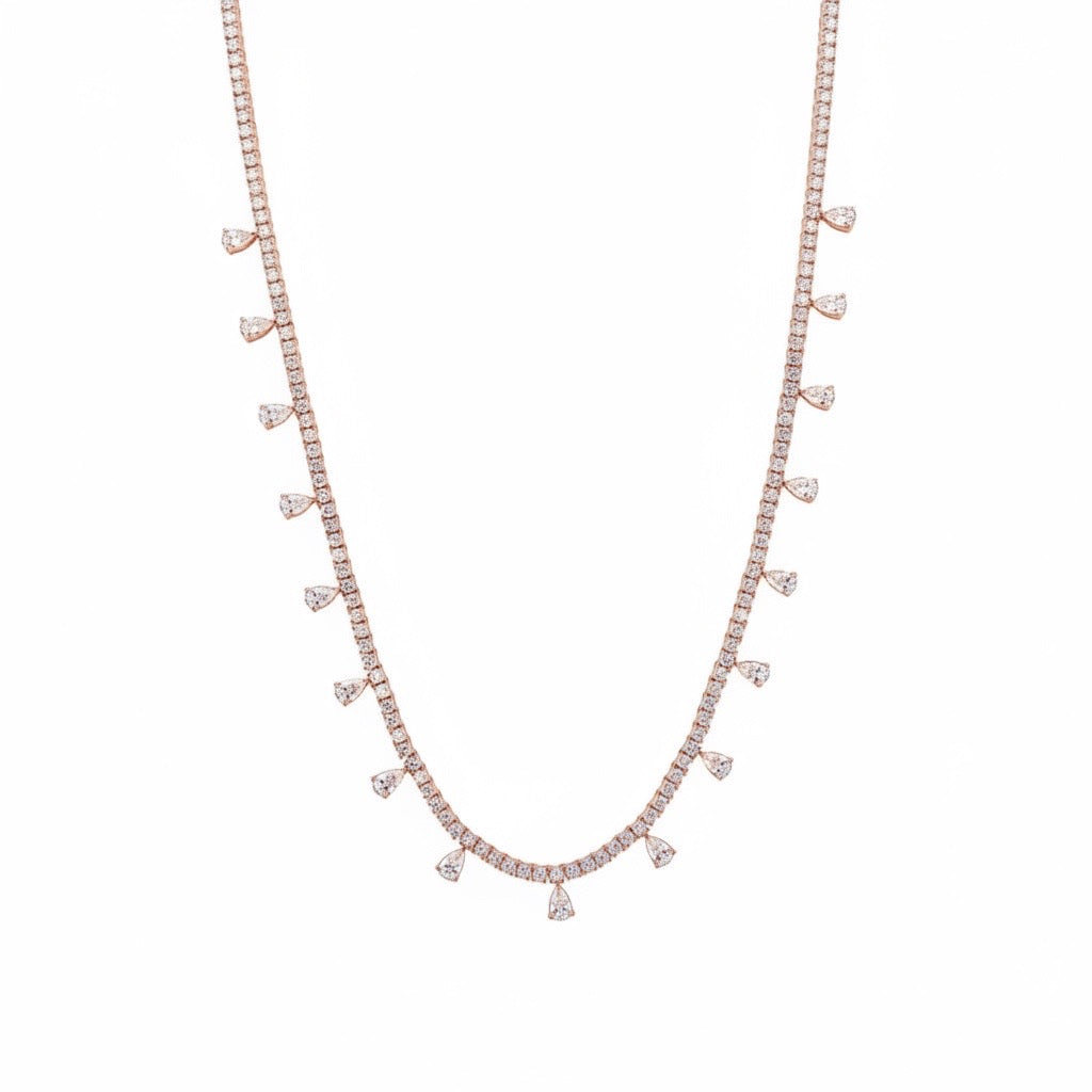 Diamond Tennis Necklace with Perfect Pear Accents